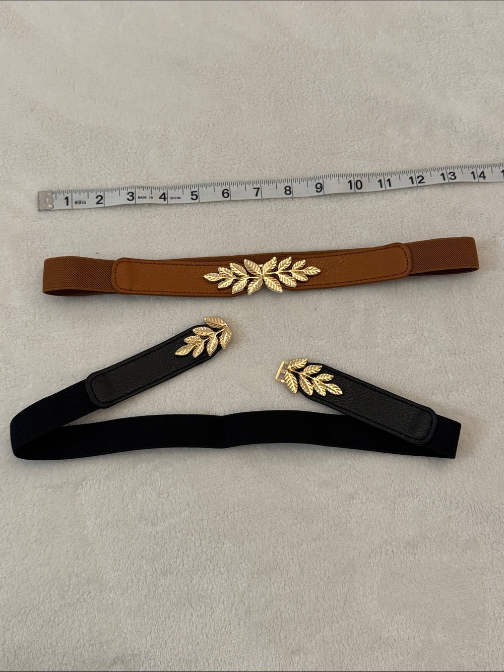FREE WITH PURCHASE - Elastic Leaf Buckle Belts - Black and Brown